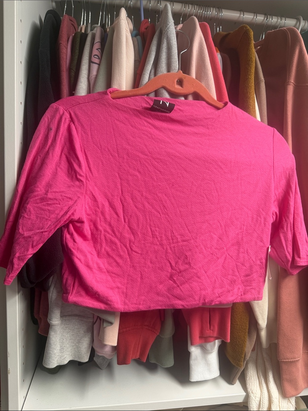 naked wardrobe Hot Pink Cropped Crewneck Top
